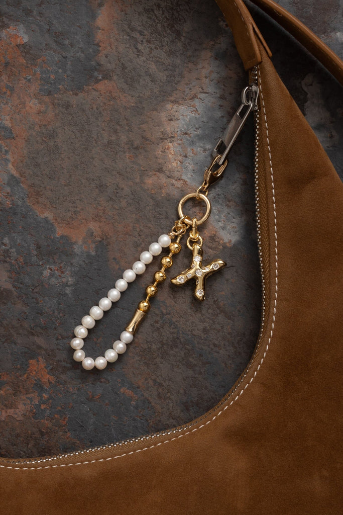 X Gold White Elegant Keychain - Nakamol