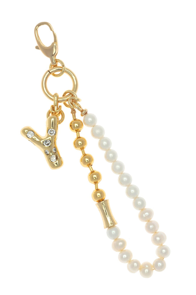 Y Gold White Elegant Keychain - Nakamol