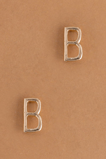 Letter B Gold Condensed Earrings - Nakamol