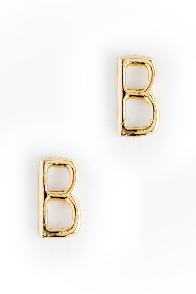 Letter B Gold Condensed Earrings - Nakamol