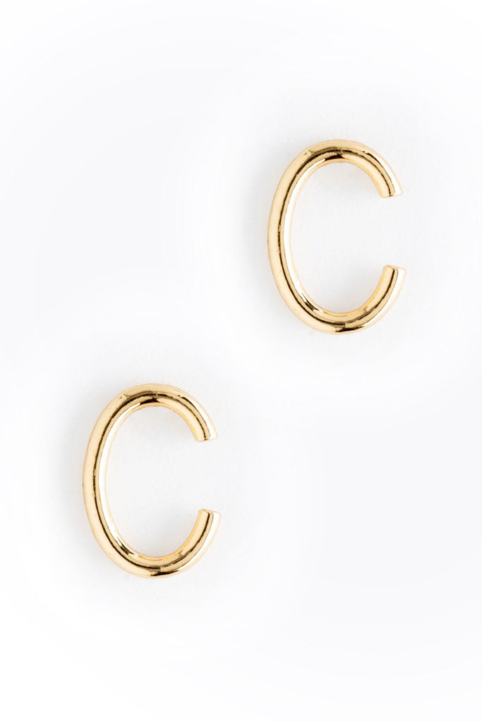 Letter C Gold Condensed Earrings - Nakamol