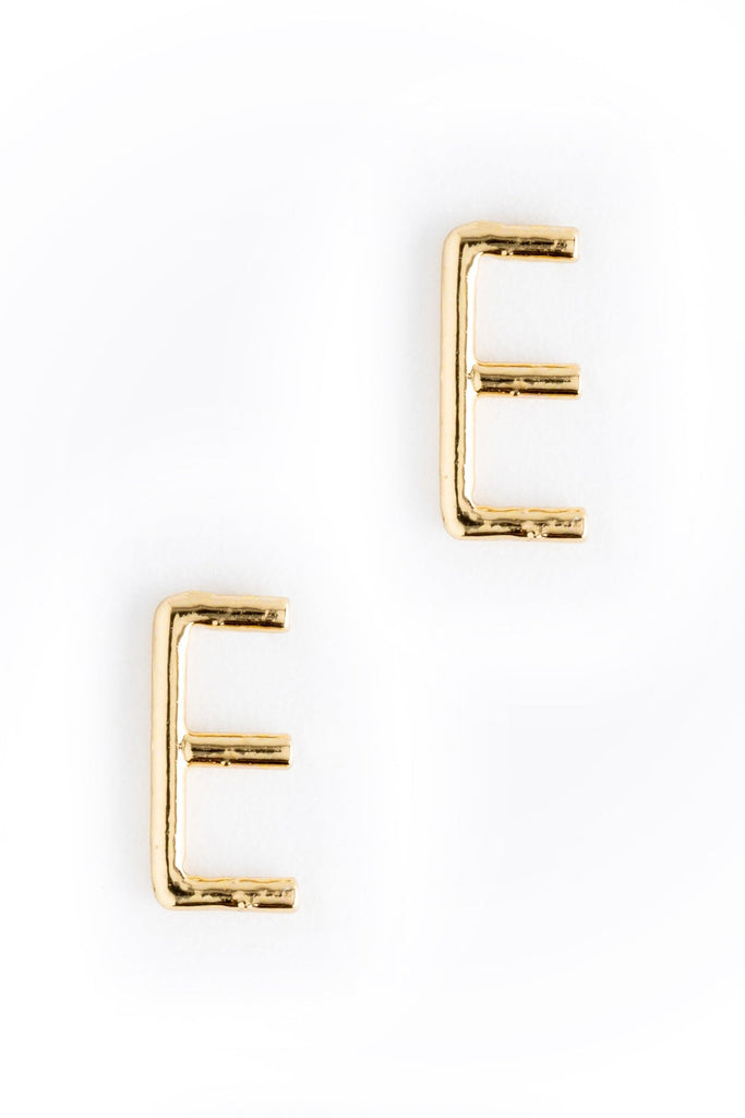 Letter E Gold Condensed Earrings - Nakamol