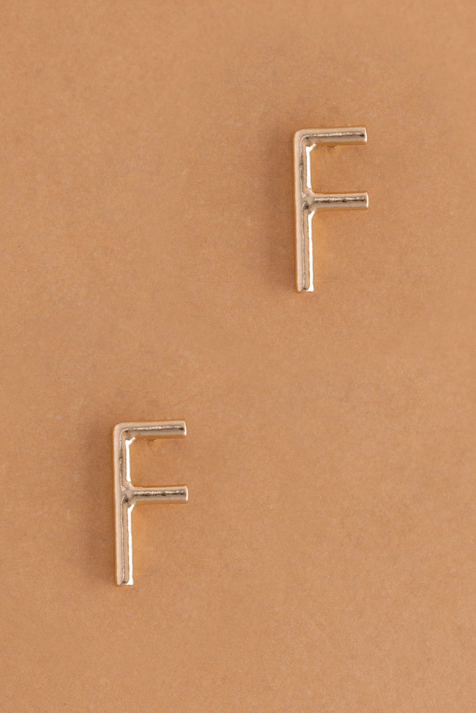 Letter F Gold Condensed Earrings - Nakamol