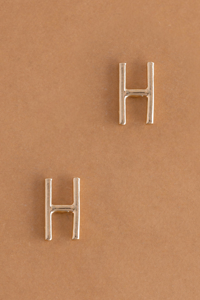Letter H Gold Condensed Earrings - Nakamol