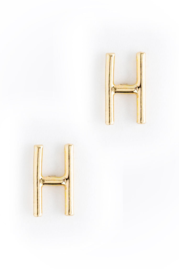 Letter H Gold Condensed Earrings - Nakamol