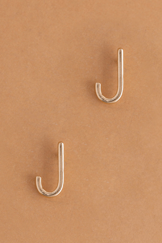 Letter J Gold Condensed Earrings - Nakamol