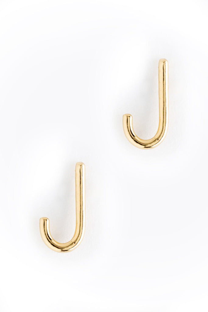 Letter J Gold Condensed Earrings - Nakamol