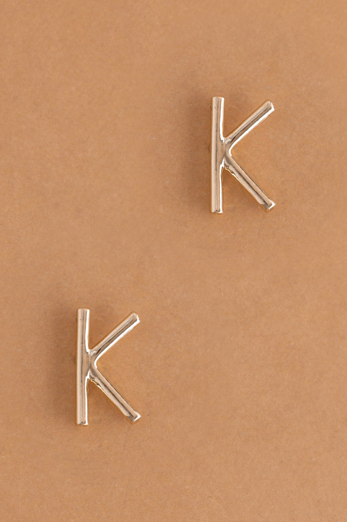 Letter K Gold Condensed Earrings - Nakamol
