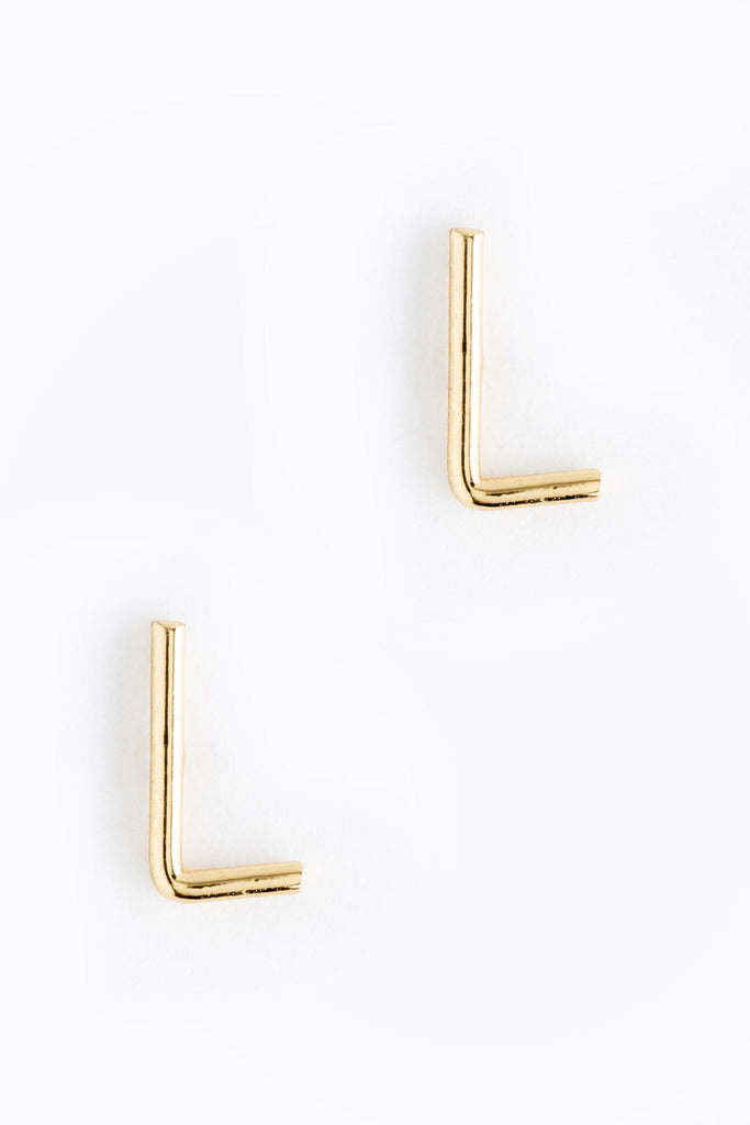 Letter L Gold Condensed Earrings - Nakamol