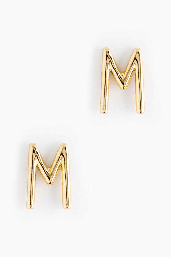 Letter M Gold Condensed Earrings - Nakamol
