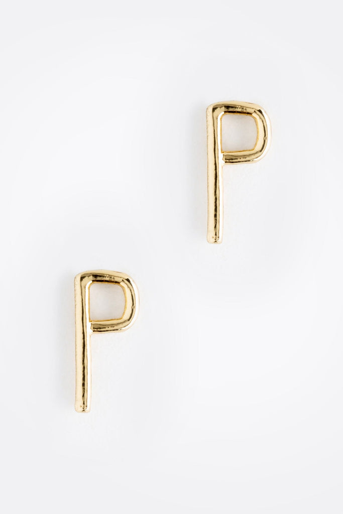 Letter P Gold Condensed Earrings - Nakamol