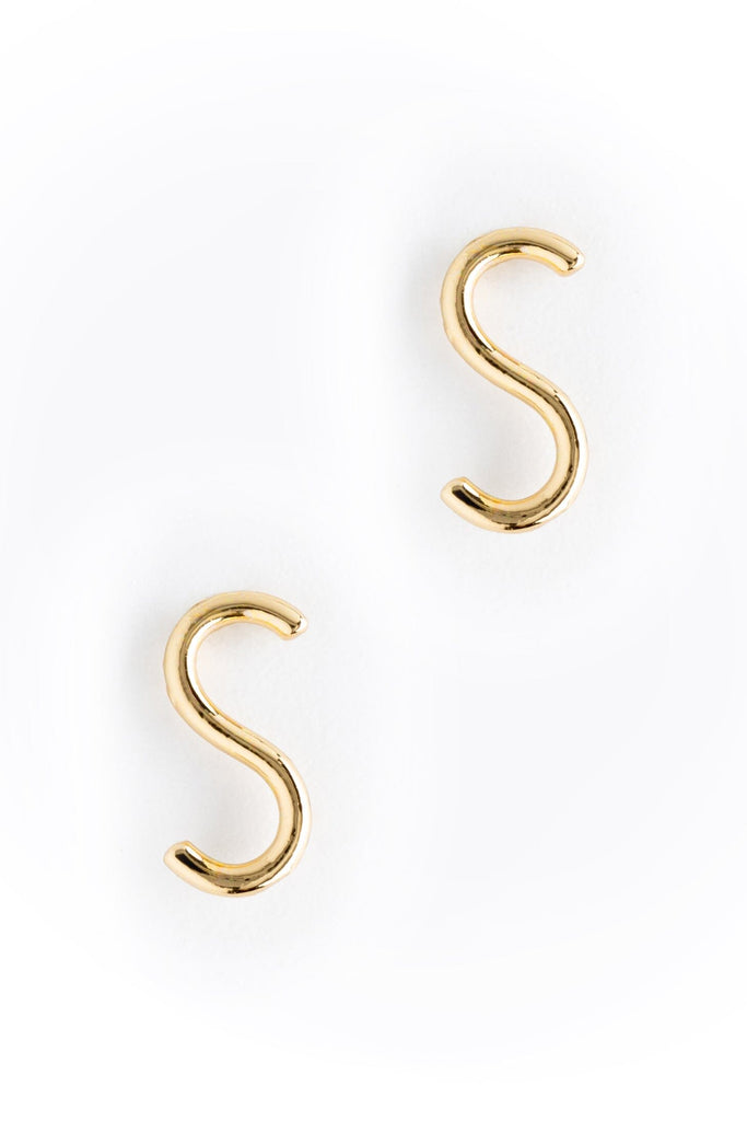 Letter S Gold Condensed Earrings - Nakamol