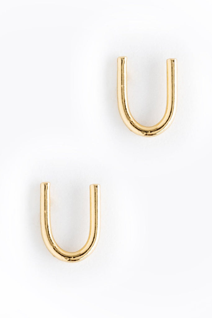 Letter U Gold Condensed Earrings - Nakamol