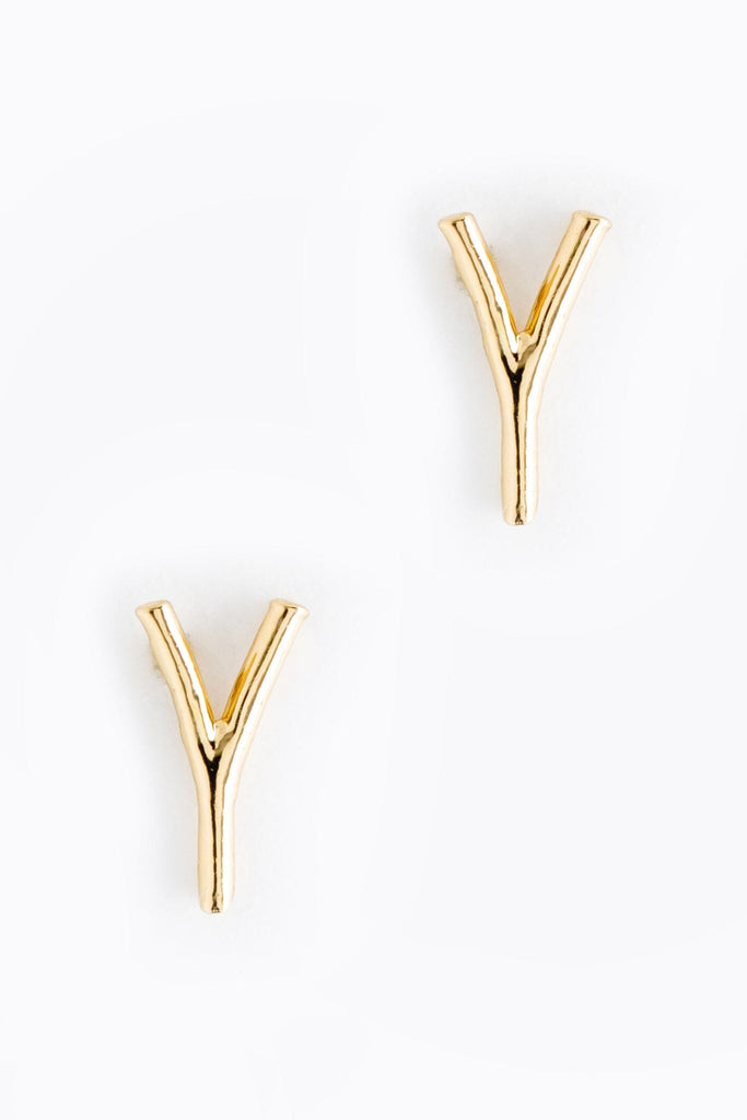 Letter Y Gold Condensed Earrings - Nakamol