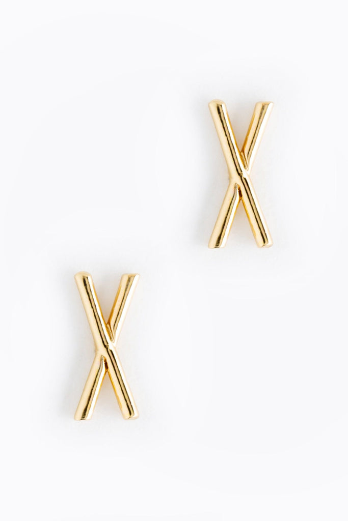 Letter X Gold Condensed Earrings - Nakamol