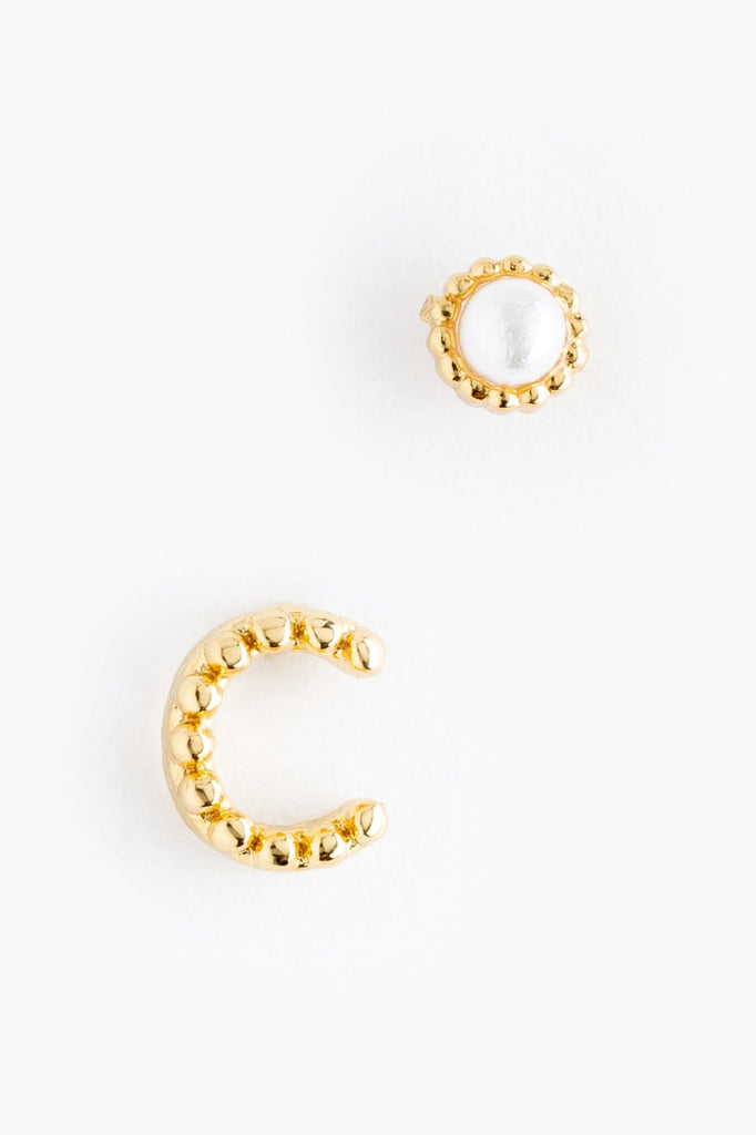 Pearl C Ball Stud Earrings - Nakamol