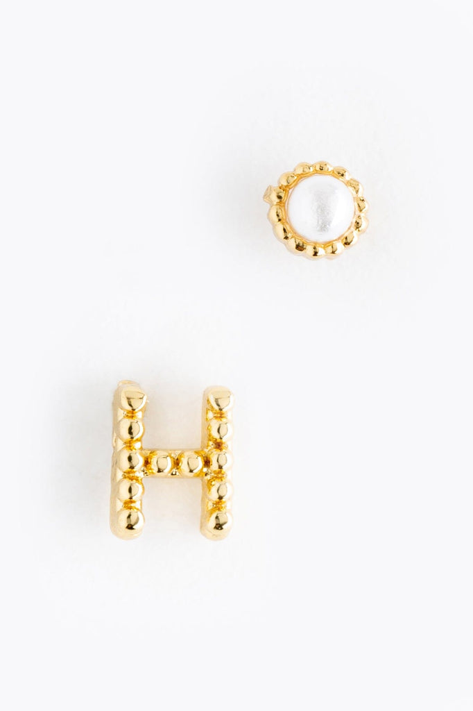 Pearl H Ball Stud Earrings - Nakamol