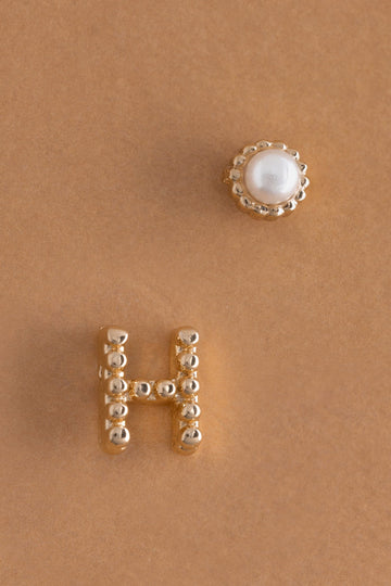 Pearl H Ball Stud Earrings - Nakamol