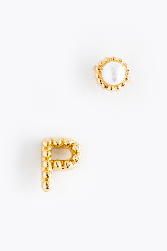 Pearl P Ball Stud Earrings - Nakamol