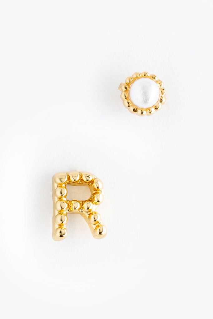 Pearl R Ball Stud Earrings - Nakamol