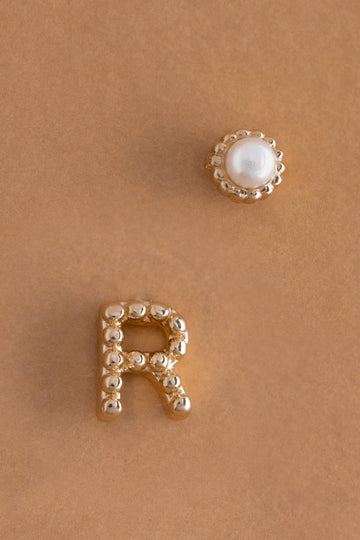 Pearl R Ball Stud Earrings - Nakamol