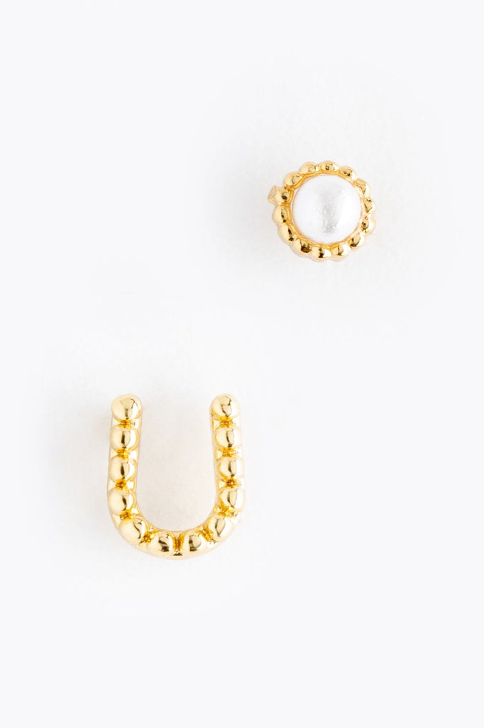Pearl U Ball Stud Earrings - Nakamol