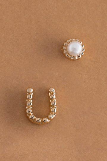 Pearl U Ball Stud Earrings - Nakamol