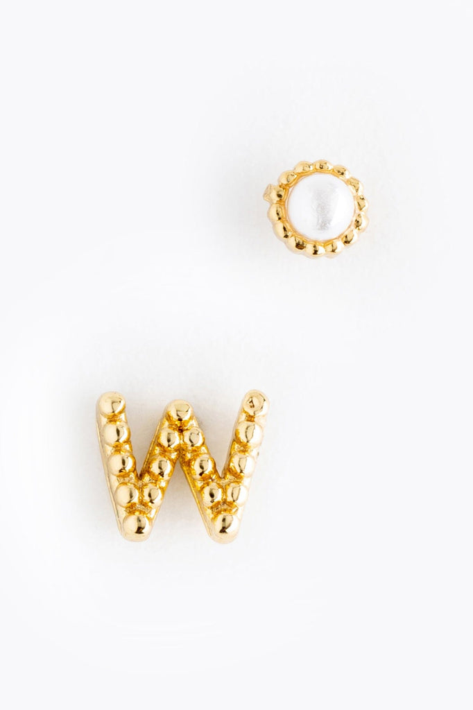 Pearl W Ball Stud Earrings - Nakamol