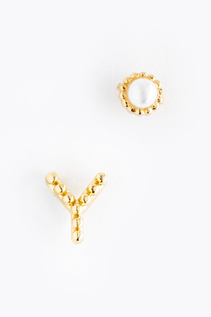 Pearl Y Ball Stud Earrings - Nakamol
