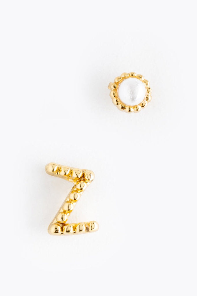 Pearl Z Ball Stud Earrings - Nakamol