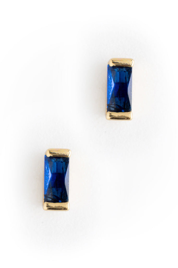 September Blue Gold Stud Earrings - Nakamol