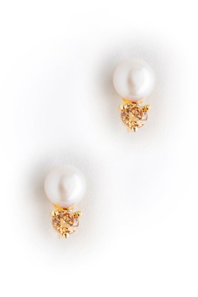 November Pearl Yellow Topaz Stud Earrings - Nakamol