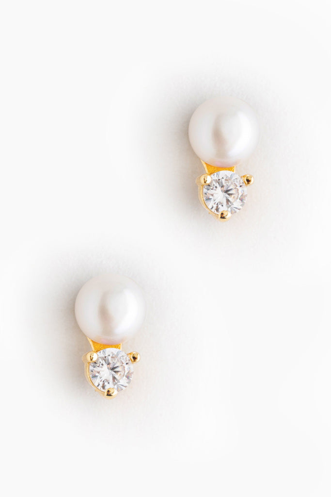 April White Pearl Stud Earrings - Nakamol