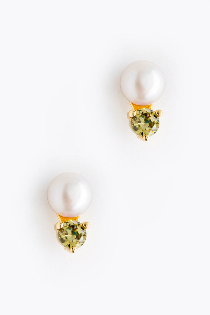 August Pearl Peridot Stud Earrings - Nakamol