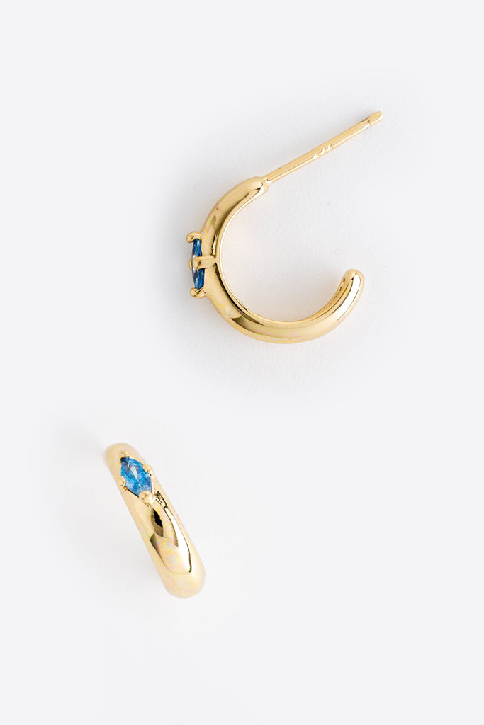 March Aquamarine J-Hoop Earrings - Nakamol