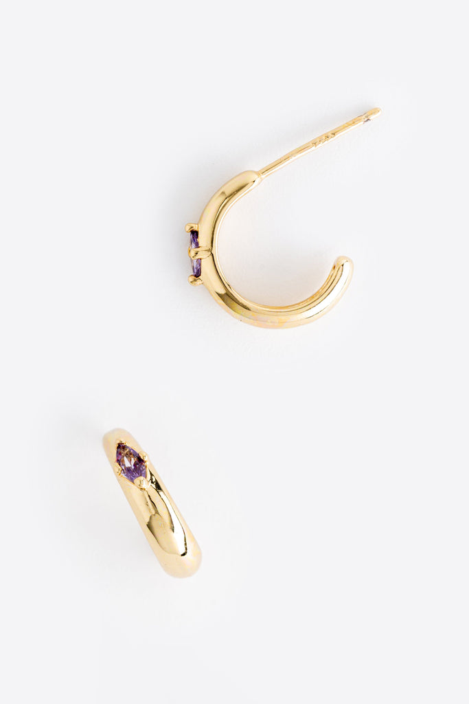 February Amethyst J-Hoop Earrings - Nakamol