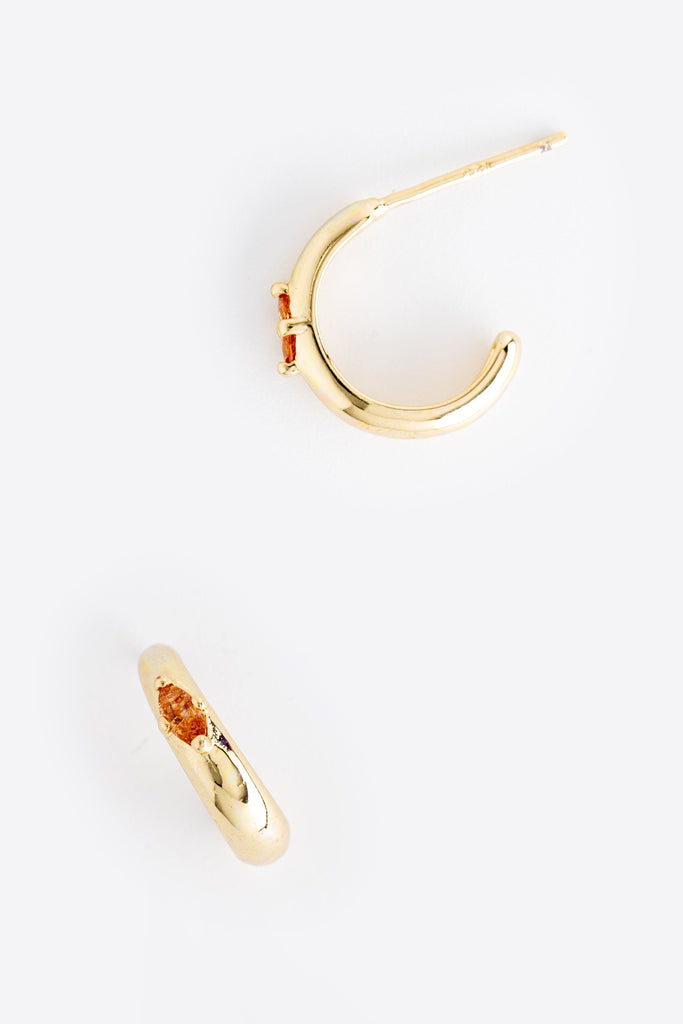 November Yellow Topaz J-Hoop Earrings - Nakamol