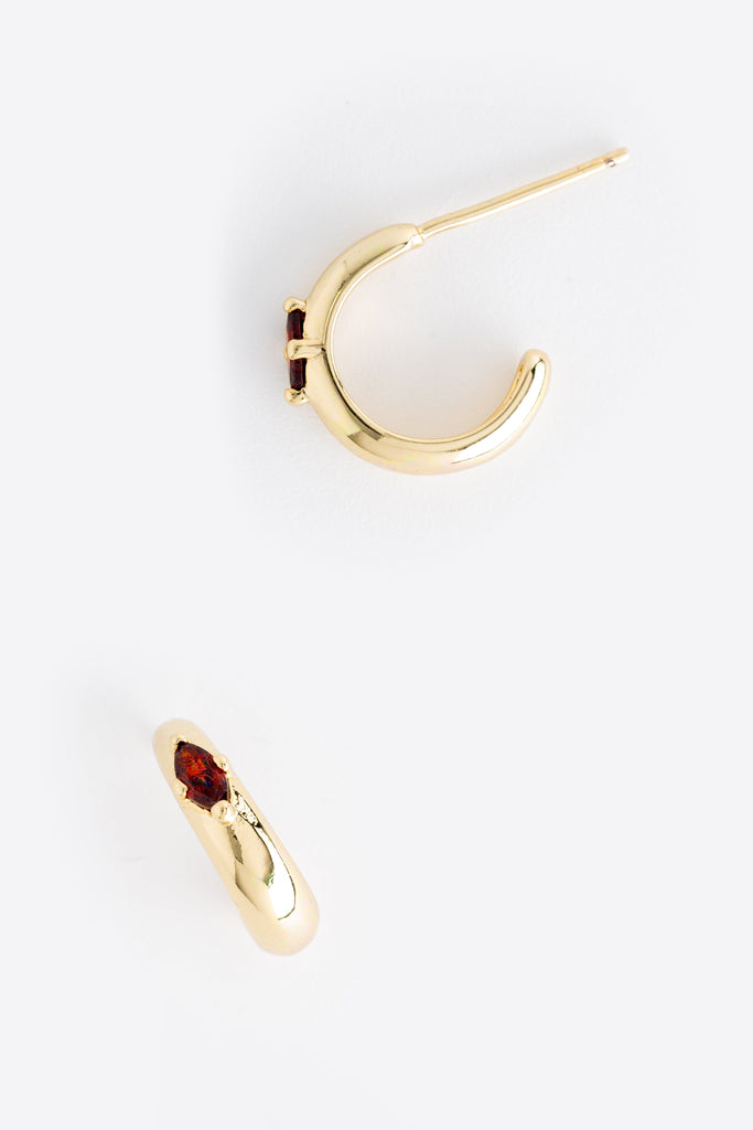 January Garnet J-Hoop Earrings - Nakamol