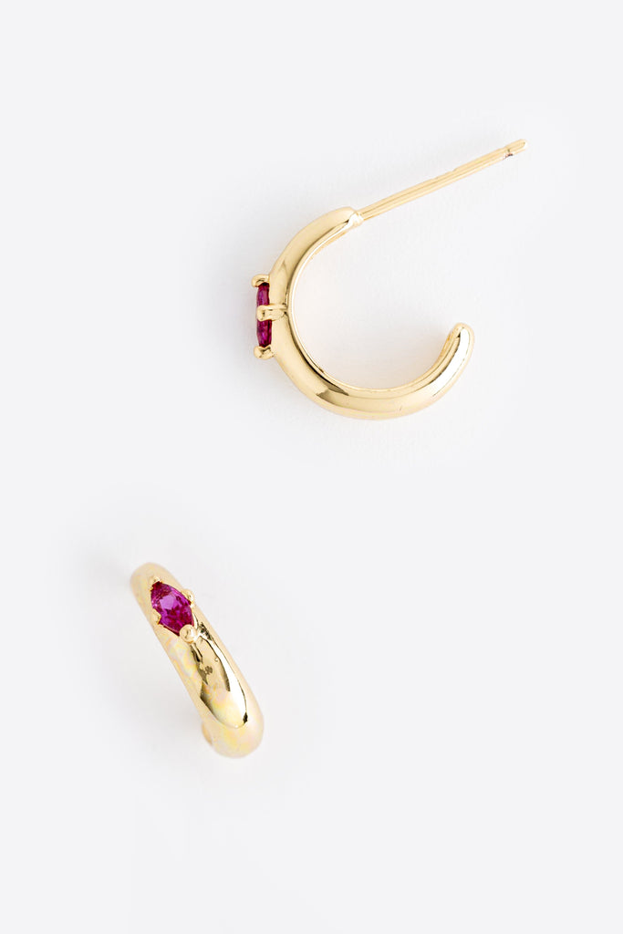 July Ruby J-Hoop Earrings - Nakamol