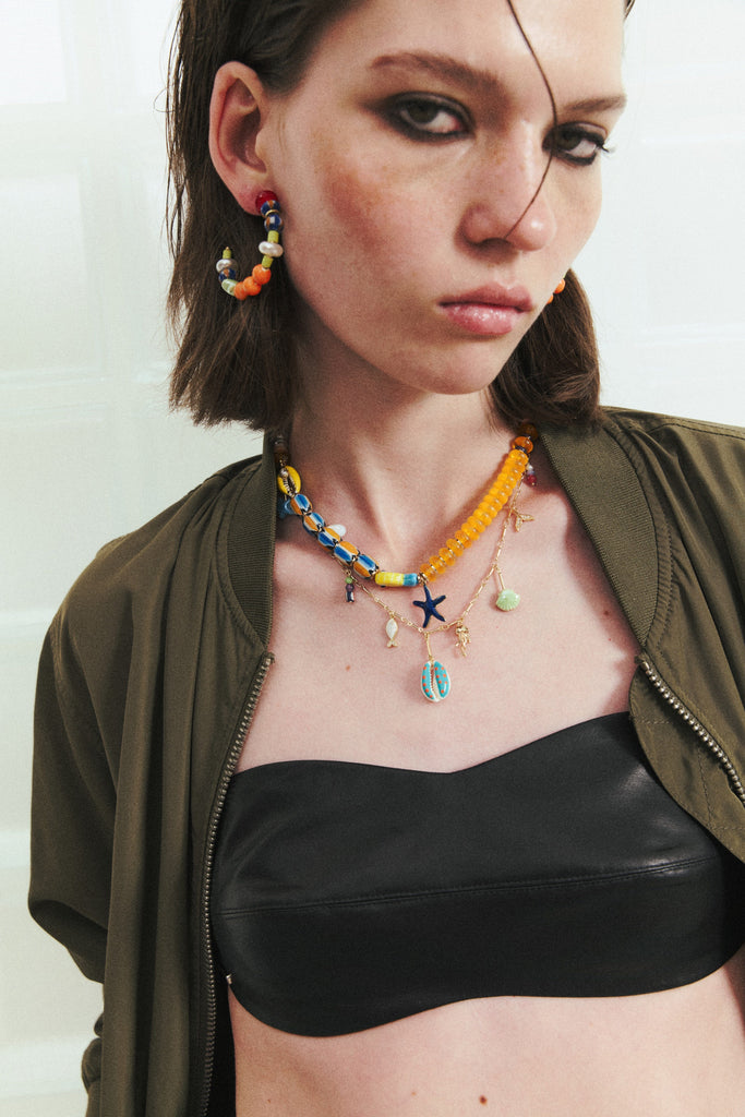 Bright Orange Chunky Hoop Earrings - Nakamol