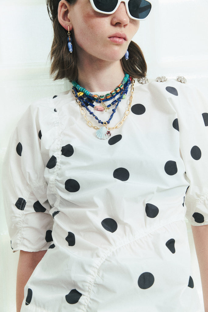 Elongated Blue Bead Necklace - Nakamol