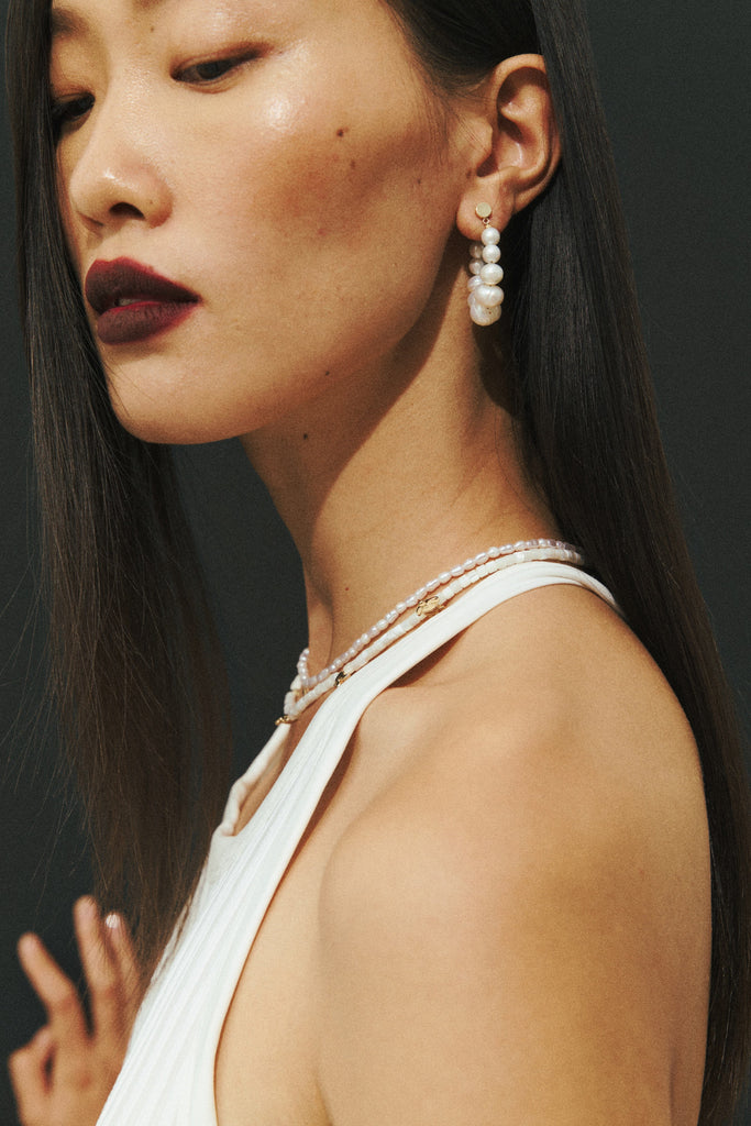 String of Pearl Hoop Earrings - Nakamol