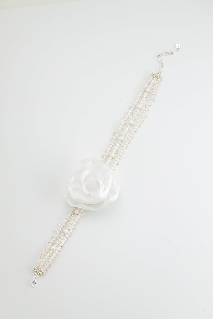 White Rose Triple Pearl String Choker - Nakamol