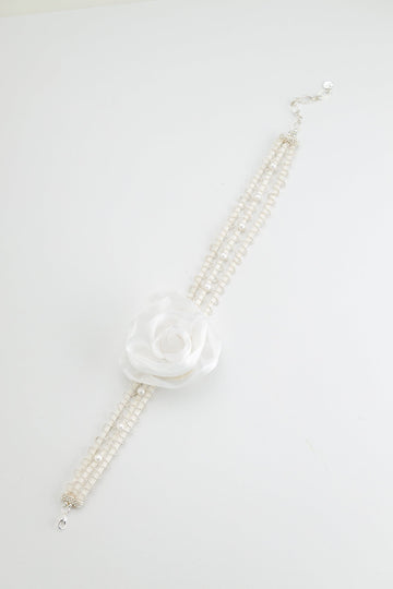 White Rose Triple Pearl String Choker - Nakamol