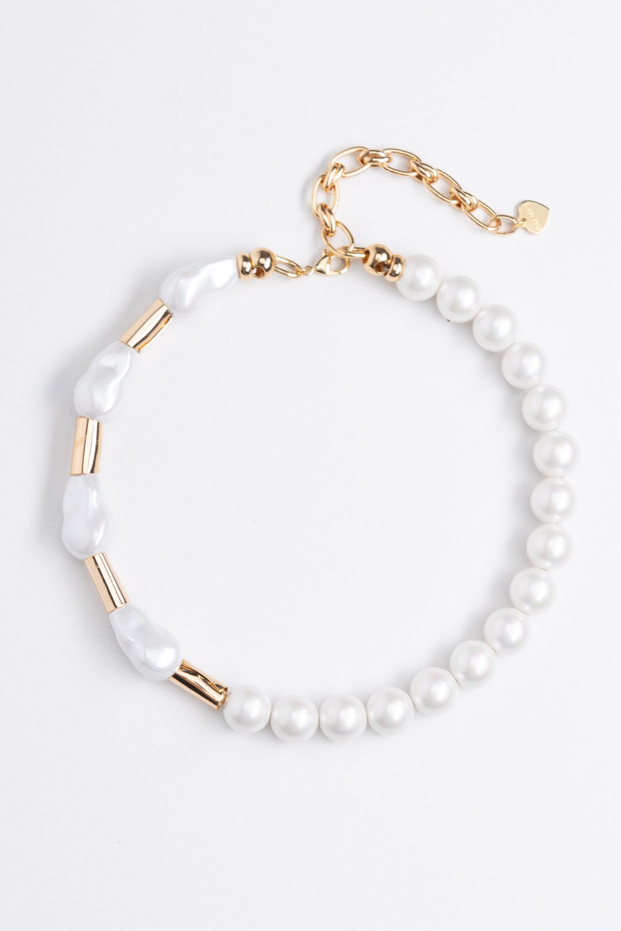 WHITE PEARL GOLD MIX NECKLACE – Nakamol