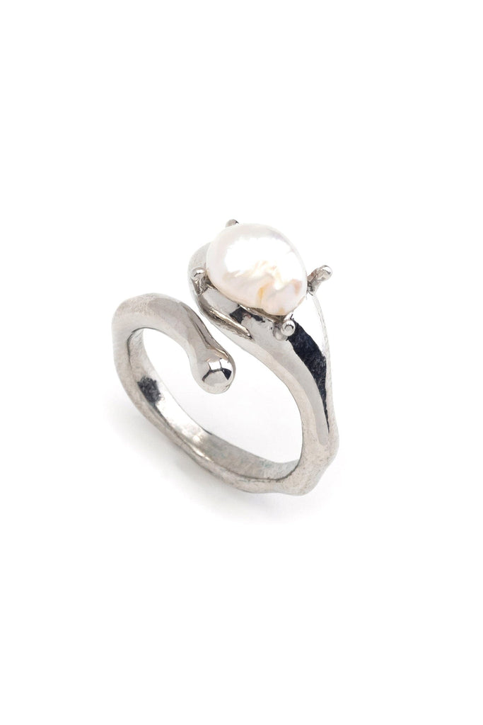 Silver Swirl Pearl Ring - Nakamol