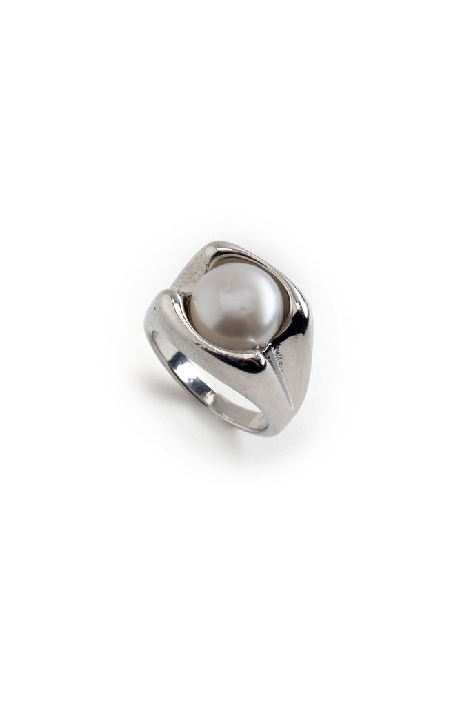 Chunky Silver Pearl Rhodium Ring - Nakamol