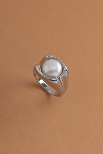 Chunky Silver Pearl Rhodium Ring - Nakamol