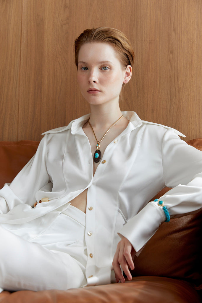 Turquoise Round Bead Stretchy Bracelet - Nakamol