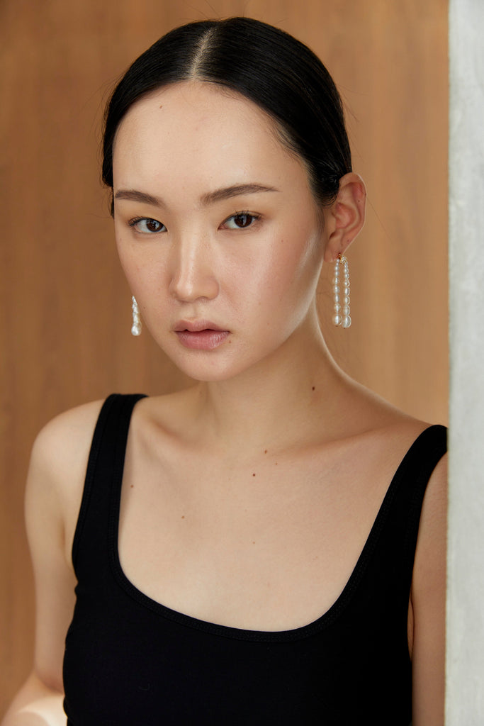 Double Pearl Strand Earrings - Nakamol